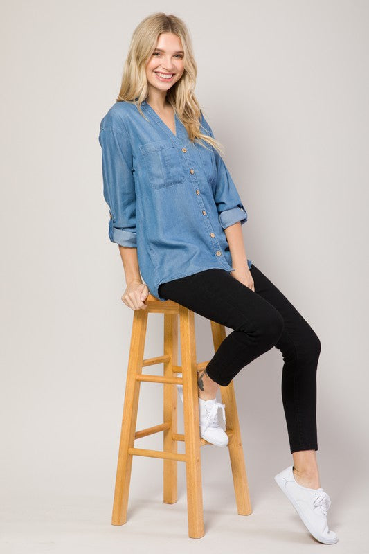 *SALE ITEM* Crazy For Chambray Top