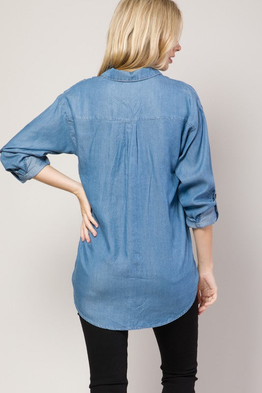 *SALE ITEM* Crazy For Chambray Top