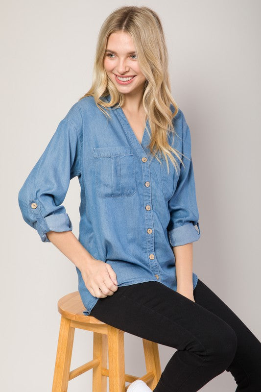 *SALE ITEM* Crazy For Chambray Top