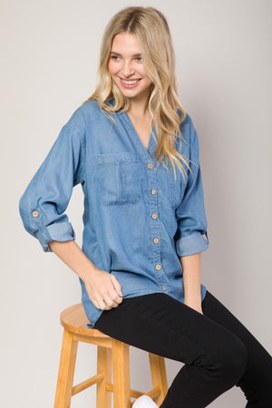 *SALE ITEM* Crazy For Chambray Top