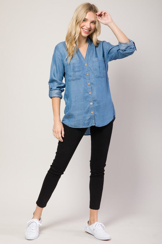 *SALE ITEM* Crazy For Chambray Top
