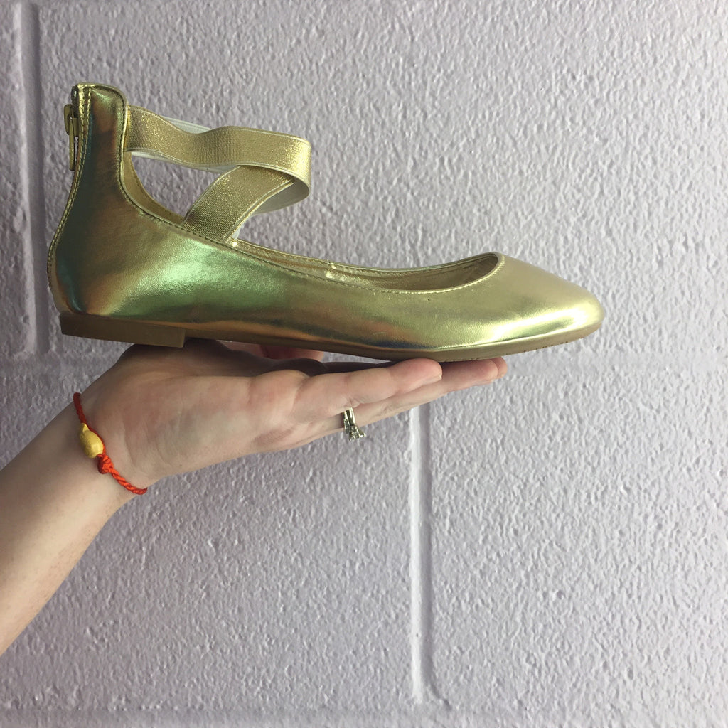 Gold Ankle Ballerina Flats