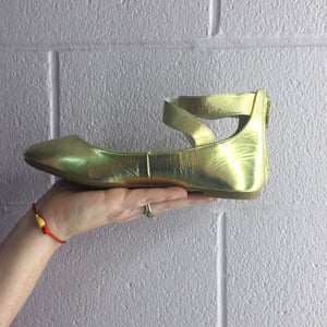 Gold Ankle Ballerina Flats