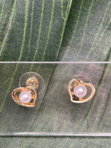 Pearl Heart Studs