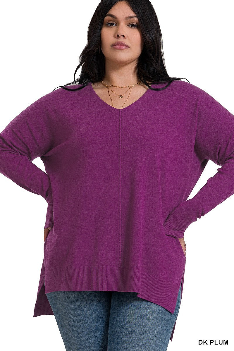 *SALE ITEM* Now You V It Sweater - Plum