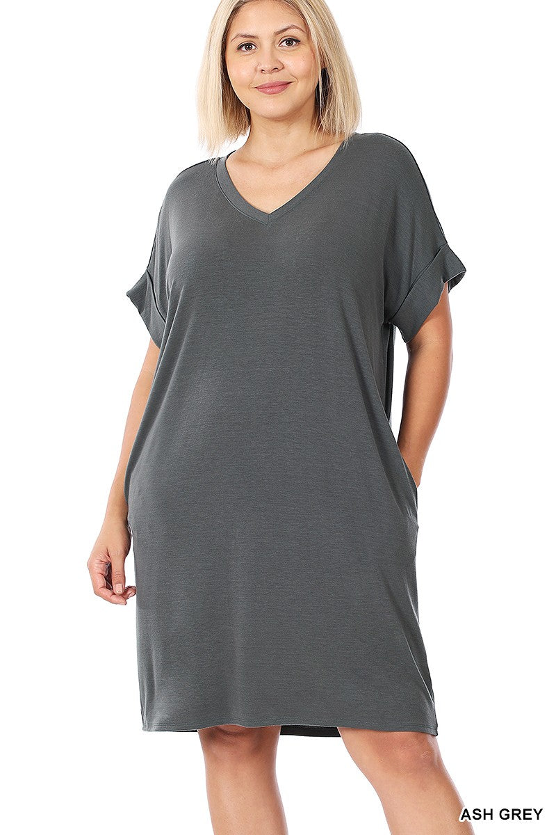 Easy Being V Dress - Grey